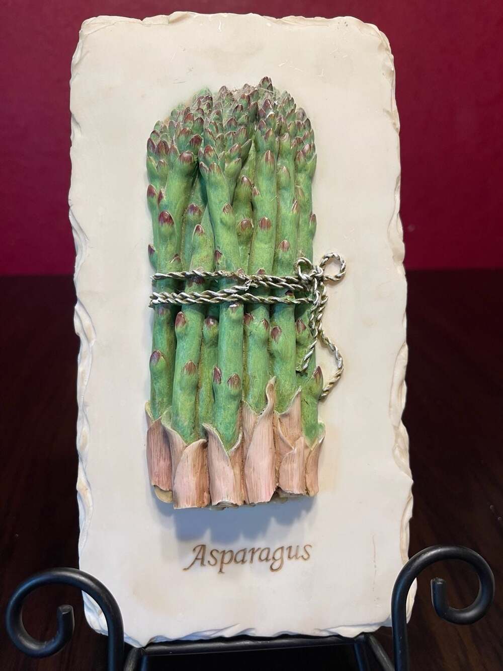 Decoline New York Hand Painted Asparagus 3D Wall Plaque Decorative Tile